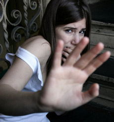 girl cowering