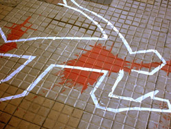 outline of body on bloody floor